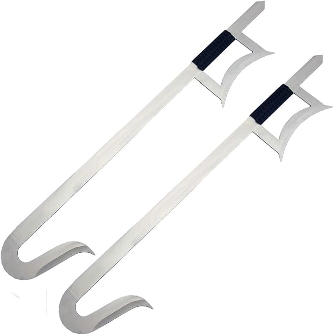 Chinese Hook Swords Set of 2 Silver