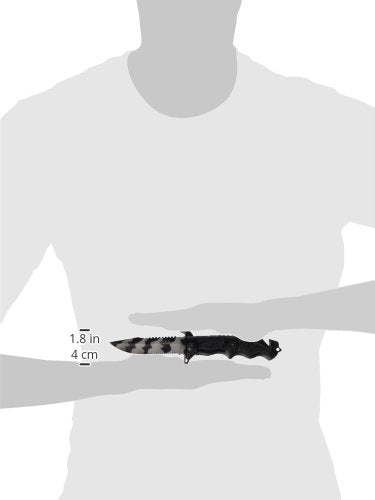 TAC Force TF-711 Series Assisted Opening Folding Knife, Half-Serrated Blade, Black Handle, 5-Inch Closed