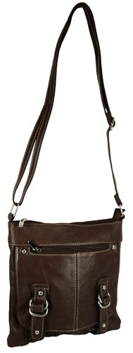 Geunine Leather Crossbody Messenger Purse (Brown)