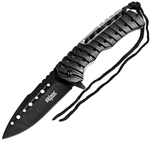 R-Tek RT110373 Partial-Paracord Handle High Performance Spring Assisted Folding Knife With Fluted Blade