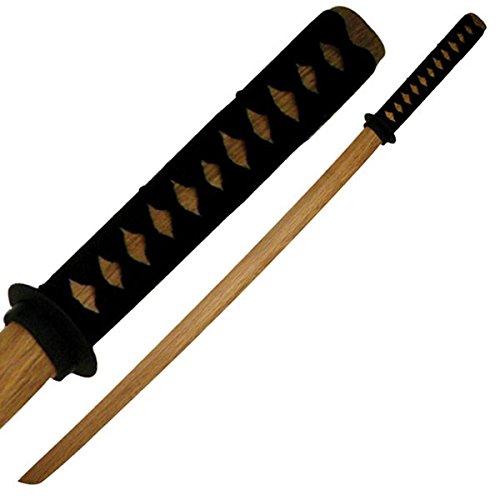 1 Black Bokken & 1 Natural Bokken Practice Sword Set with Cordwrap