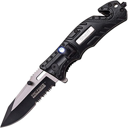 TAC Force TF-835 Series Spring Assist Folding Knife, Two-Tone Half-Serrated Blade, 4.5-Inch Closed