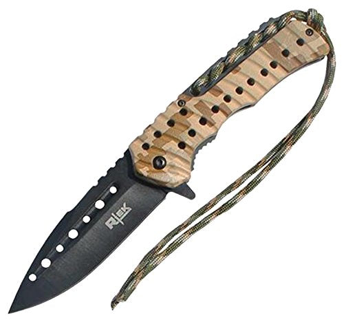R-Tek RT110373 Partial-Paracord Handle High Performance Spring Assisted Folding Knife With Fluted Blade