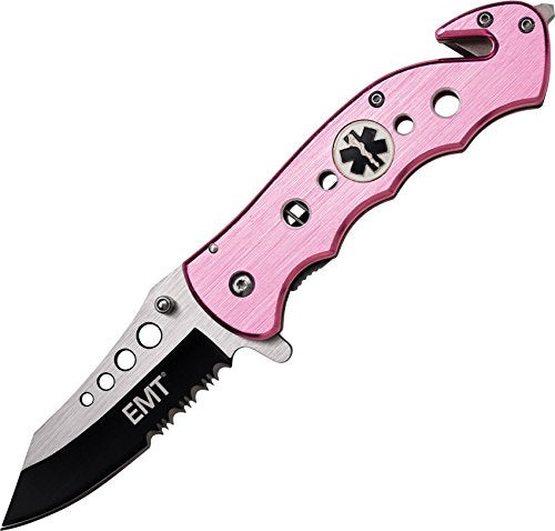 TAC Force TF-498 Series Spring Assist Folding Knife, Half-Serrated Blade, 4.5-Inch Closed