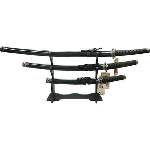 Samurai Sword Set Black Three Piece