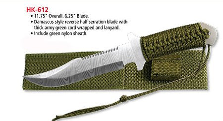 Survivor HK-612 Fixed Blade Knife 11.75-Inch Overall