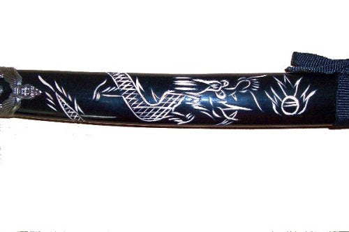 4 pc Traditional Black Samurai Style Sword Set with dragon design