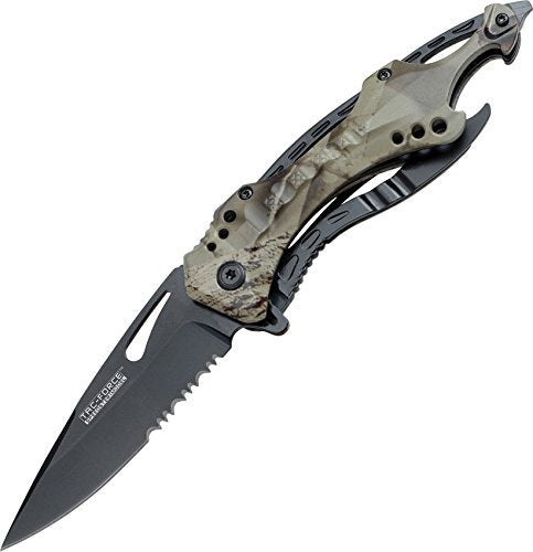 TAC Force TF-705 Series Assisted Opening Tactical Folding Knife, Half-Serrated Blade, 4-1/2-Inch Closed