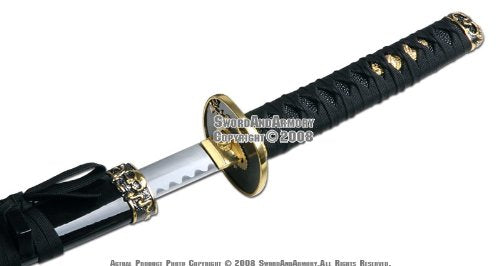 Japanese Bushido Tiger Samurai Katana Sword Set Black