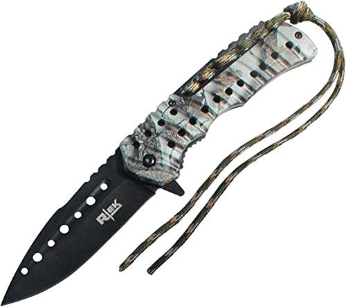 R-Tek RT110373 Partial-Paracord Handle High Performance Spring Assisted Folding Knife With Fluted Blade
