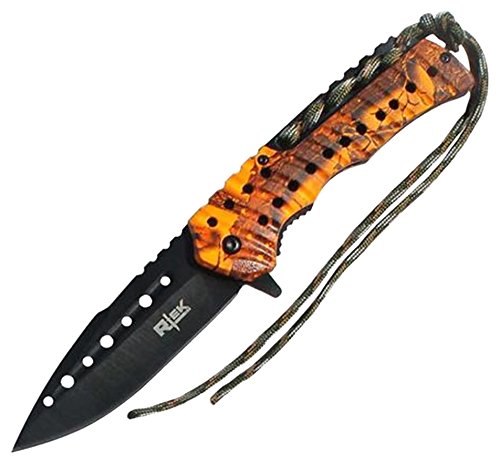 R-Tek RT110373 Partial-Paracord Handle High Performance Spring Assisted Folding Knife With Fluted Blade