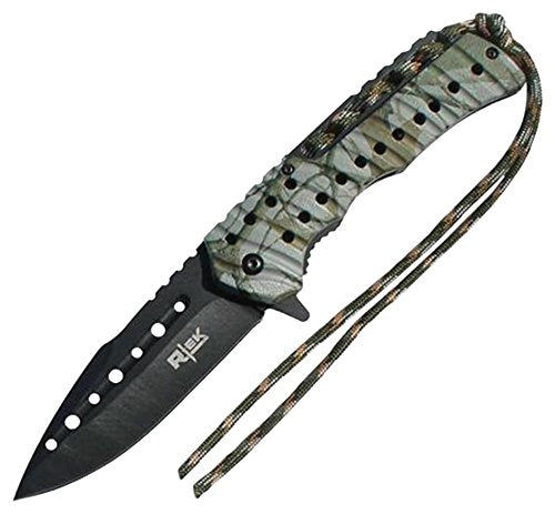 R-Tek RT110373 Partial-Paracord Handle High Performance Spring Assisted Folding Knife With Fluted Blade