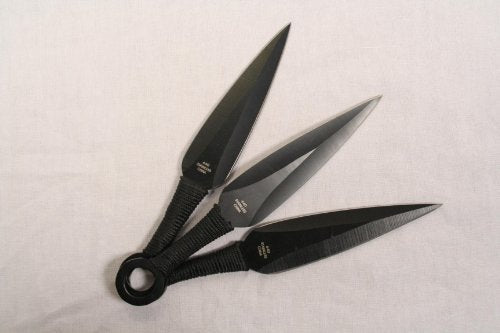 Ace Martial Arts Supply Ninja Stealth Black Throwing Knives with Nylon Case (Set of 3)