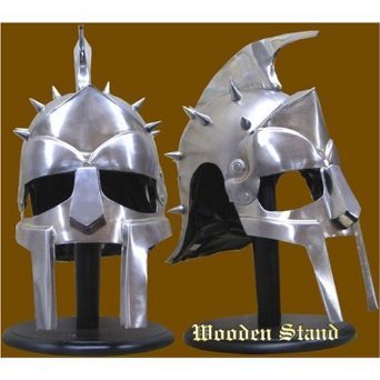 Roman Gladiator Maximus Helmet w/ Spikes Armor Costume With Stand