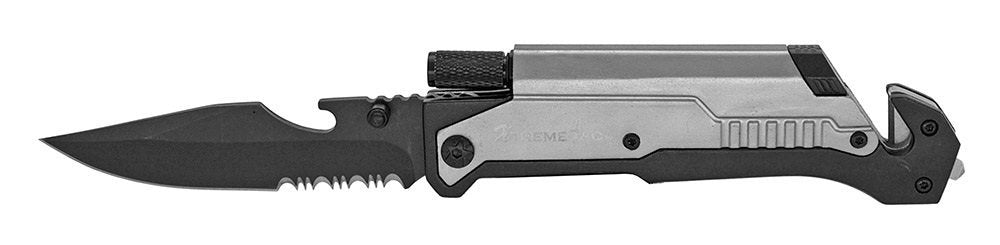 5" Spring Assist Survival Folding Knife - Silver