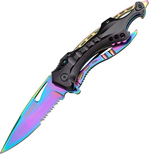 TAC Force TF-705 Series Assisted Opening Tactical Folding Knife, Half-Serrated Blade, 4-1/2-Inch Closed