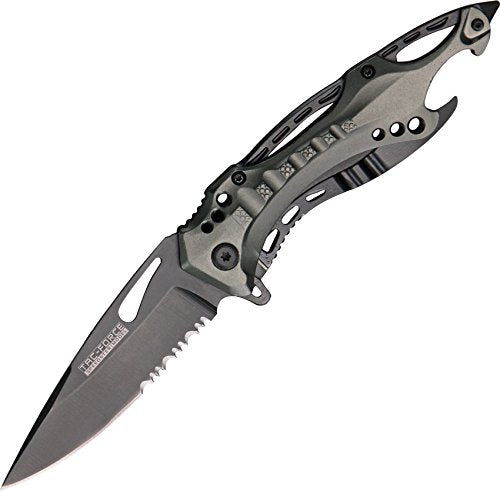 TAC Force TF-705 Series Assisted Opening Tactical Folding Knife, Half-Serrated Blade, 4-1/2-Inch Closed