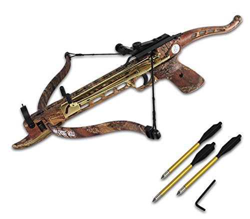 Rogue River Tlactical 80 lb Black / Camouflage Aluminum Self Cocking Hunting Pistol Crossbow Archery Bow +15 Bolts / Arrows +2 Strings 150 50
