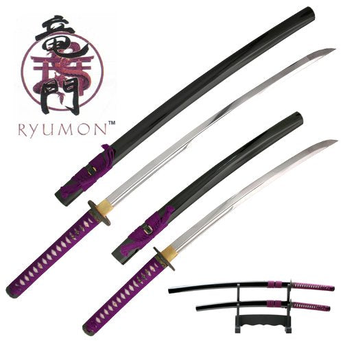 Hand Forged Stainless Steel Sword Set Japanese Katana and Wakizashi