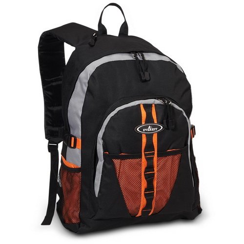 Everest 3045W Backpack w/Dual Mesh Pocket - Orange/GREY/Black