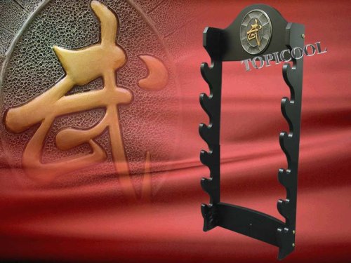 Deluxe 6 Tier Wall Mounted Sword Display Stand w/ Word
