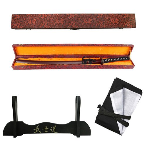 Samurai Sword Maroon Tidal Dragon Full Tang ITO Katana Gift Box Model 221
