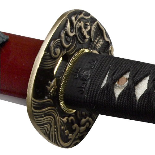 Samurai Sword Maroon Tidal Dragon Full Tang ITO Katana Gift Box Model 221