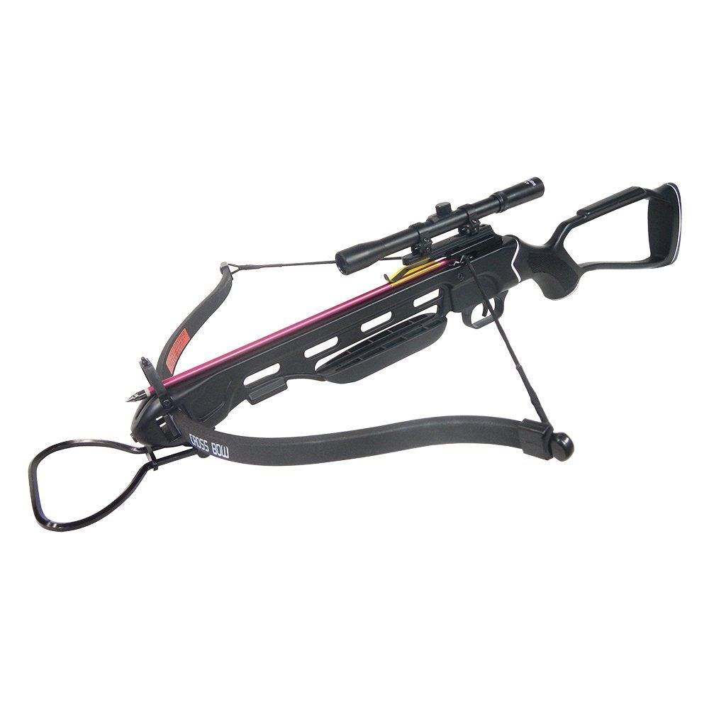 150 lb Black Metal Hunting Crossbow Archery Bow + 4x20 Scope +12 Bolts 180 80 50