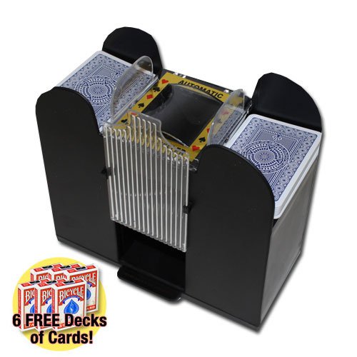 Brybelly Casino 6 Deck Automatic Card Shuffler with 6 Decks of Bicycle Playing Cards
