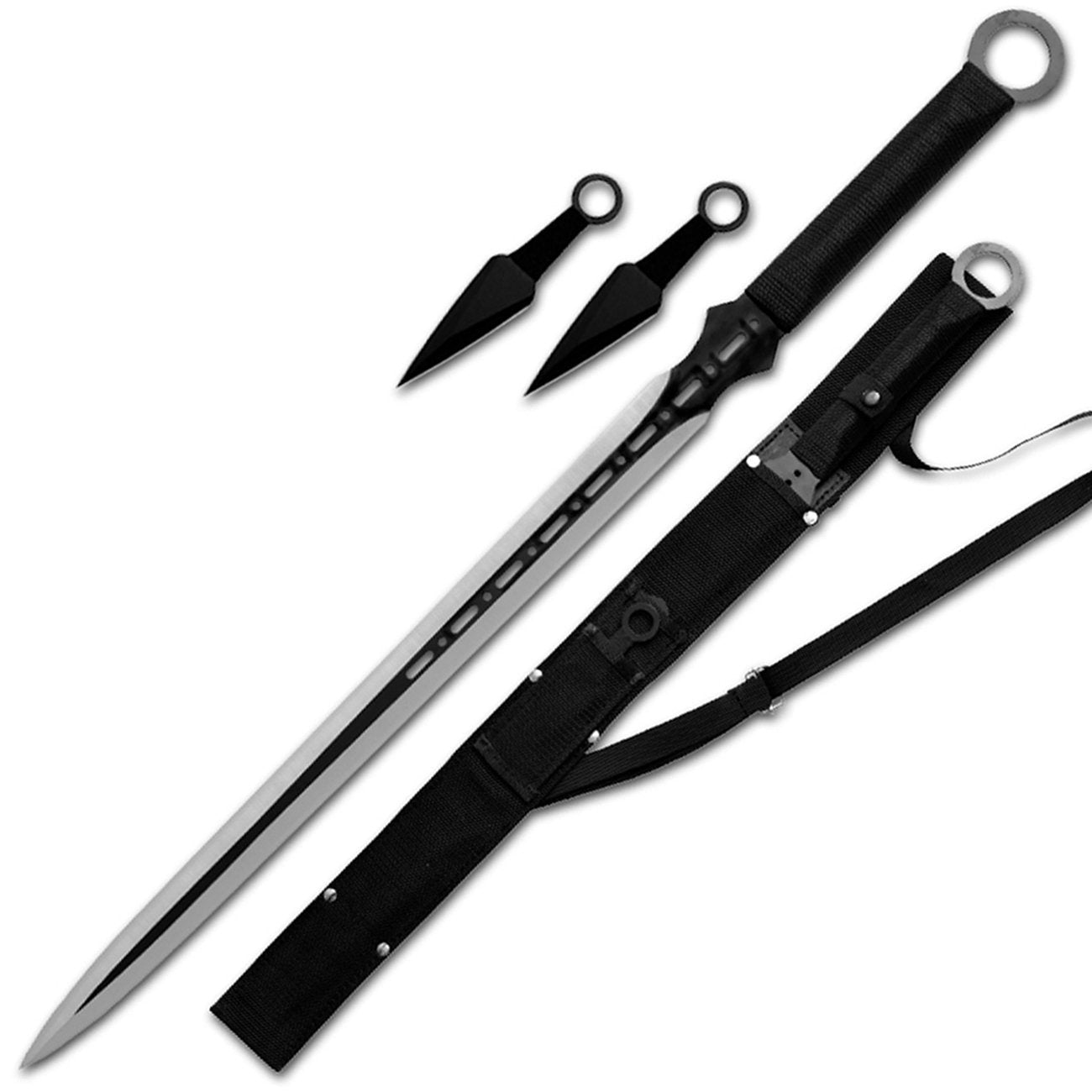  Ninja Sword Machete Throwing Knife Tactical Katana Tanto  Blade, 27-Inch … (All Black Single Blade) : Sports & Outdoors