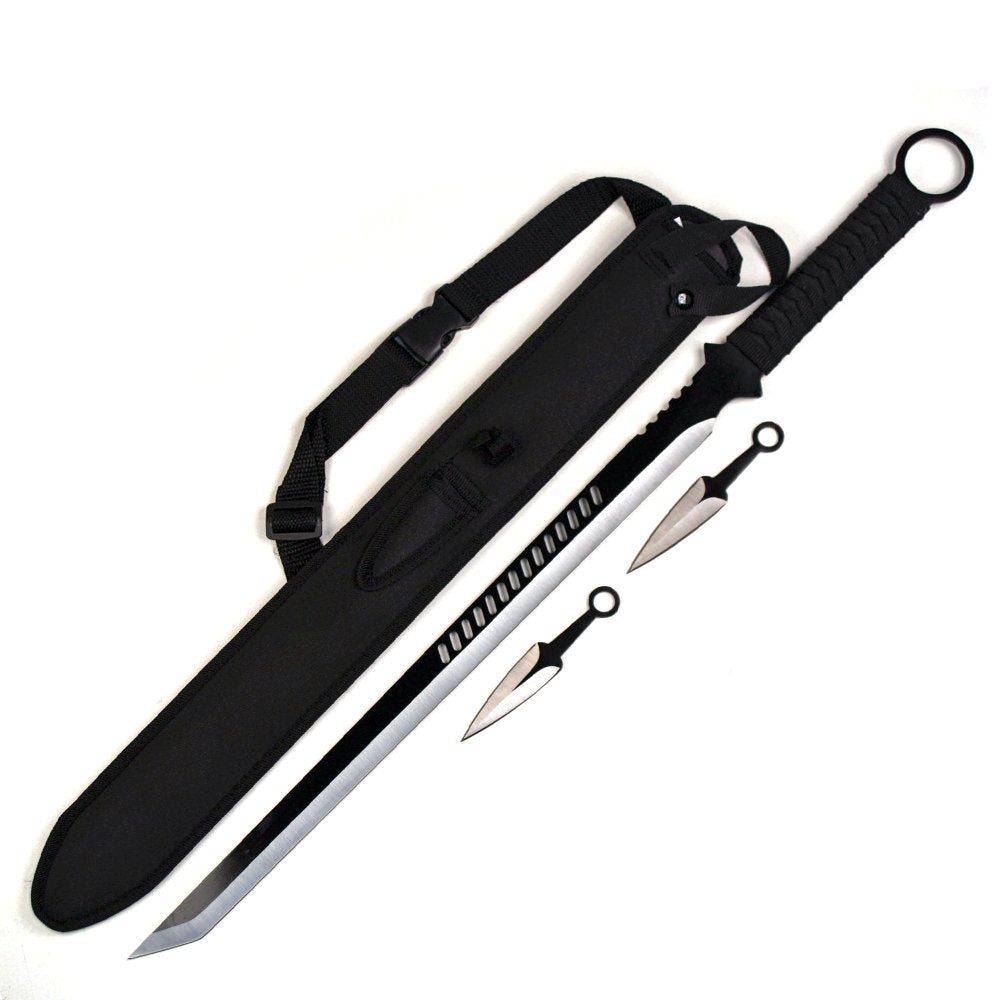 Ninja Sword Machete Throwing Knife Tactical Katana Tanto Blade, 27-Inch