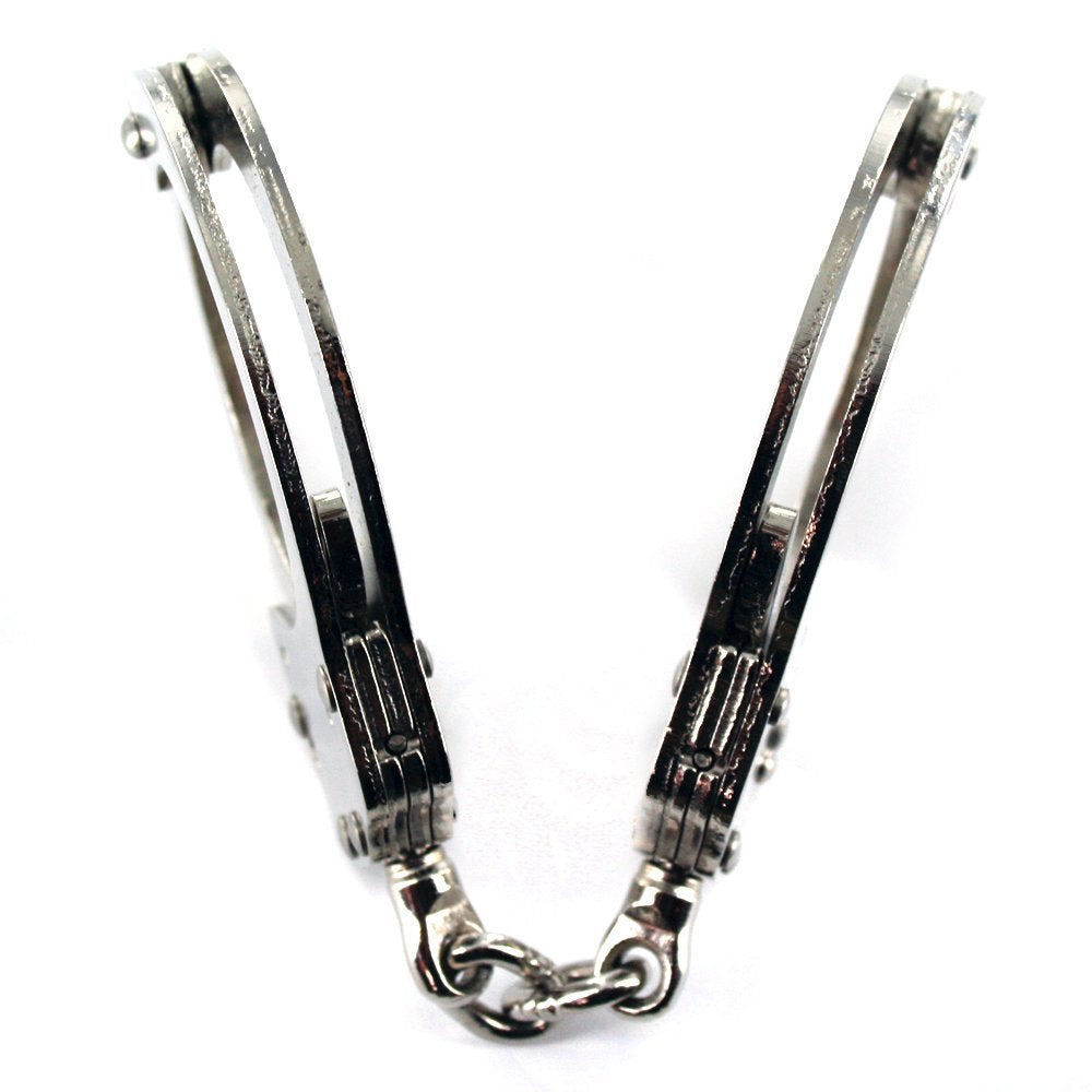 Professional Heavy Duty Silver Chrome Chain Police Style Handcuffs DOUBLE LOCK With Duty Handcuff Nylon Case Holster