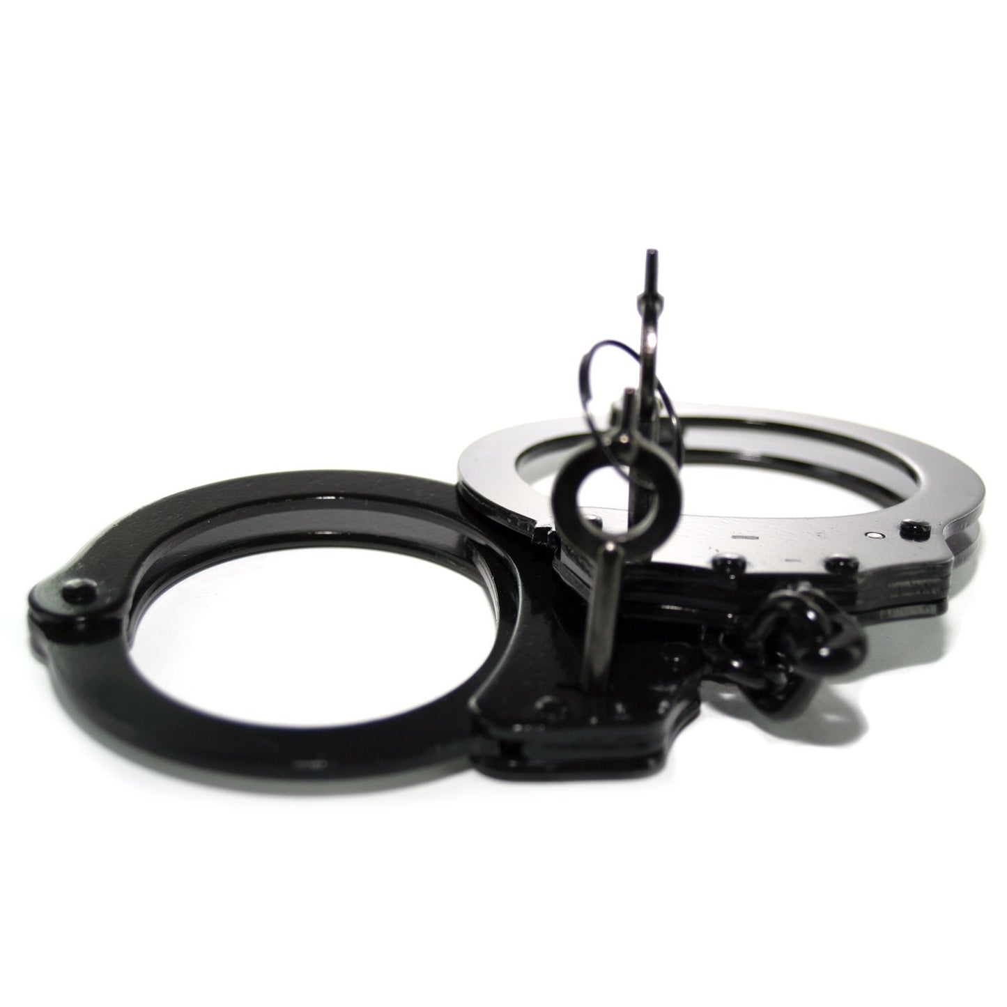 Professional Double Lock Handcuffs & Leg Cuffs - Stainless Steel - Black
