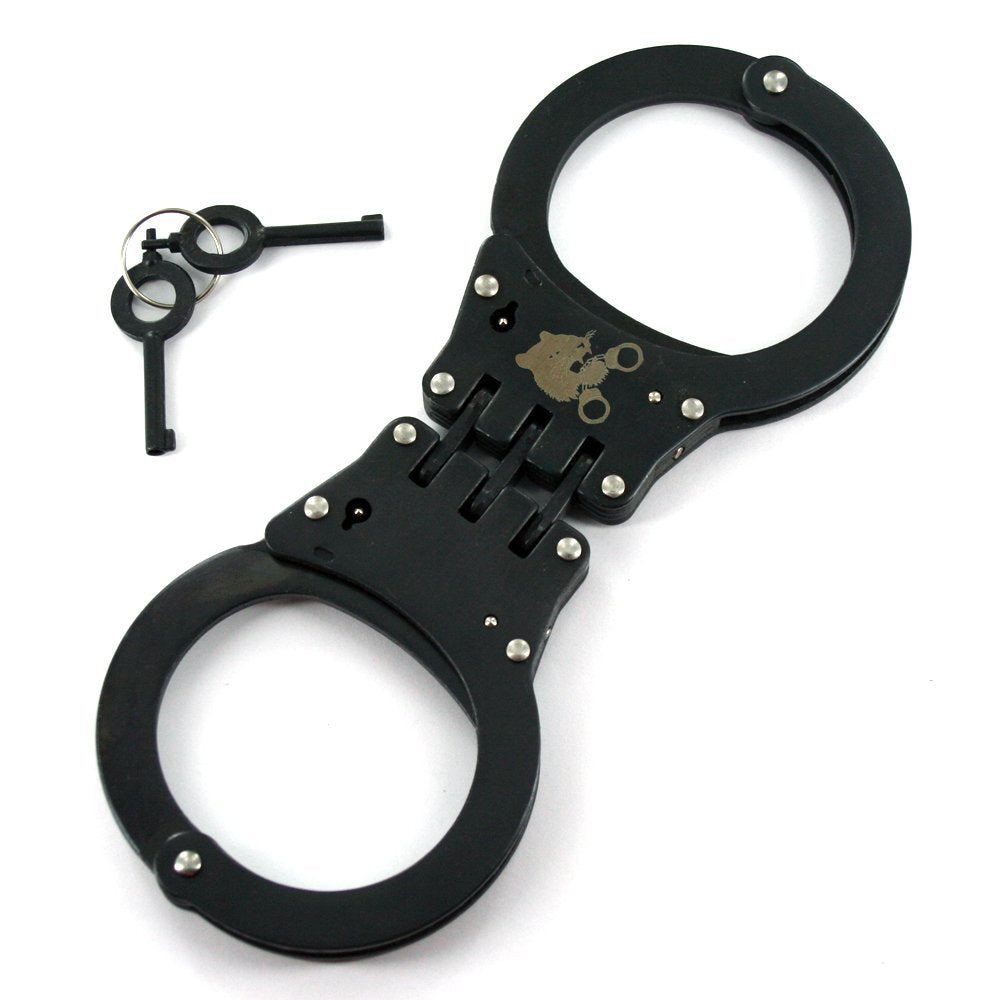 Ace Martial Arts Supply Hinged Heavy Duty Handcuffs and Keys, Black