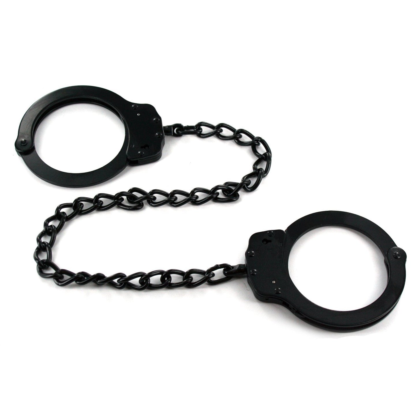 Professional Double Lock Handcuffs & Leg Cuffs - Stainless Steel - Black