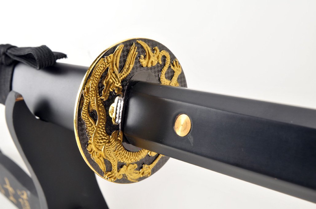 Japanese Samurai Swords with Golden Dragon Theme