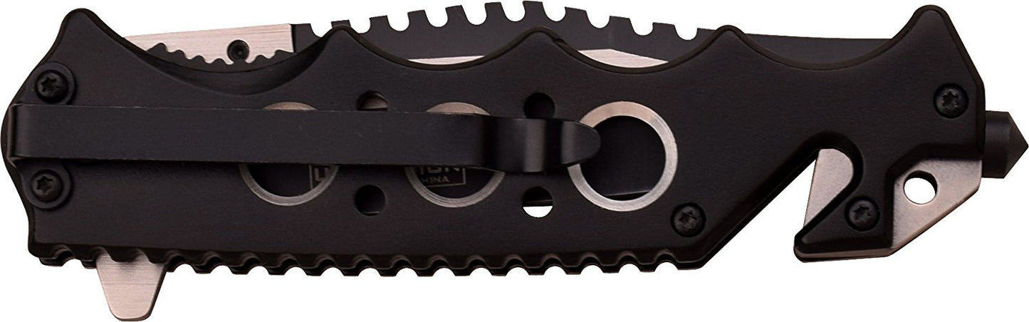 TAC Force TF-809 Series Spring Assist Folding Knife, Two-Tone Blade, 4.5-Inch Closed