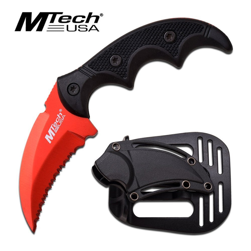 MTech USA Fixed Blade Tactical Knife G10 Texture Handle with Holster 2 Inch Blade