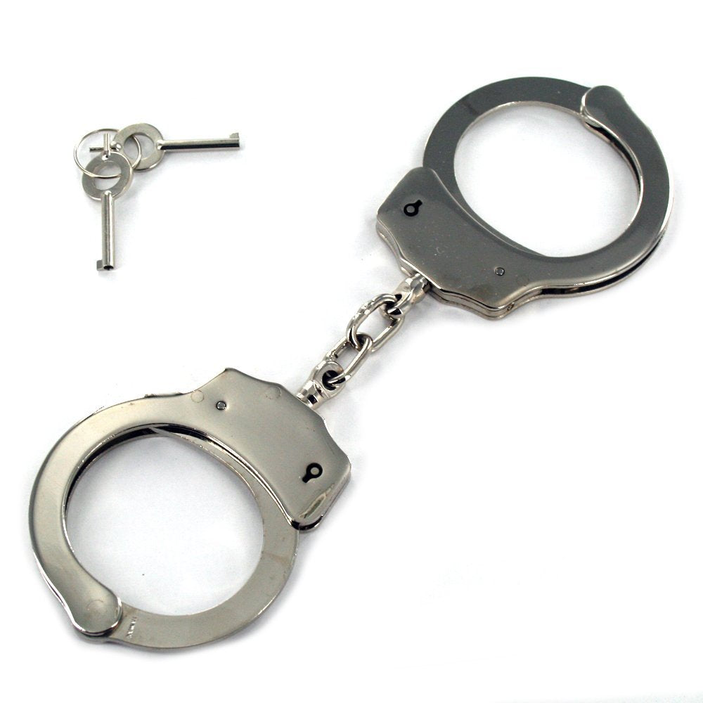 Professional Handcuffs Silver Steel Police Duty Double Lock w/Keys NEW