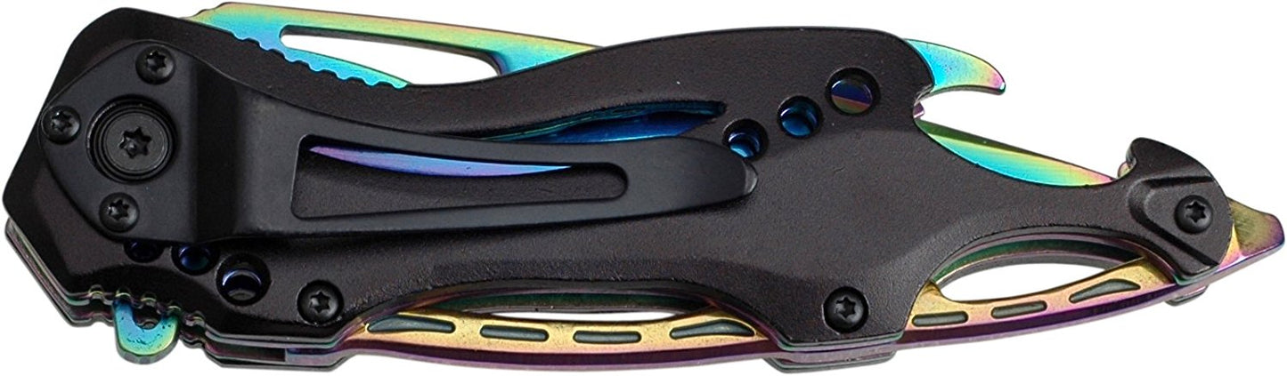 TAC Force TF-705 Series Assisted Opening Tactical Folding Knife, Half-Serrated Blade, 4-1/2-Inch Closed