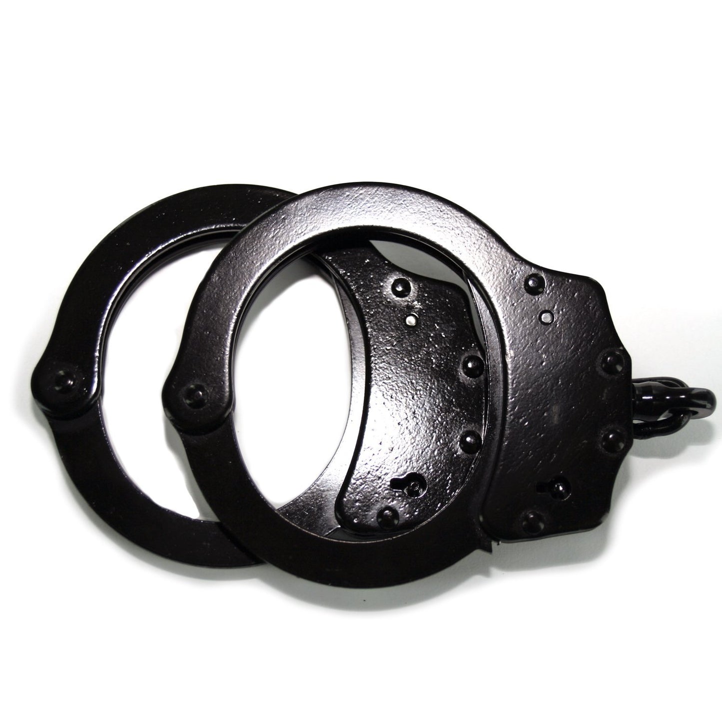 Professional Grade Police Edition Heavy Duty Security Handcuffs Silver Chrome Steel Double Lock with case (BLACK)