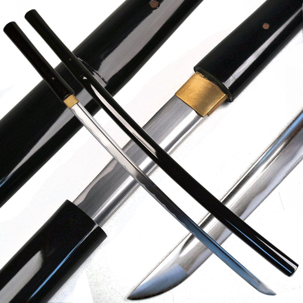 Ace Martial Arts Supply Handmade Japanese Shirasaya Samurai Katana Sharp Sword-(Black)