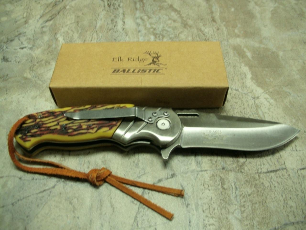 8.5" ELK RIDGE Bone Gentleman SPRING ASSISTED OPEN Hunting Folding POCKET KNIFE