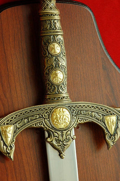47" New Medieval Two Hand Knights Templar Crusader Sword w/Plaq