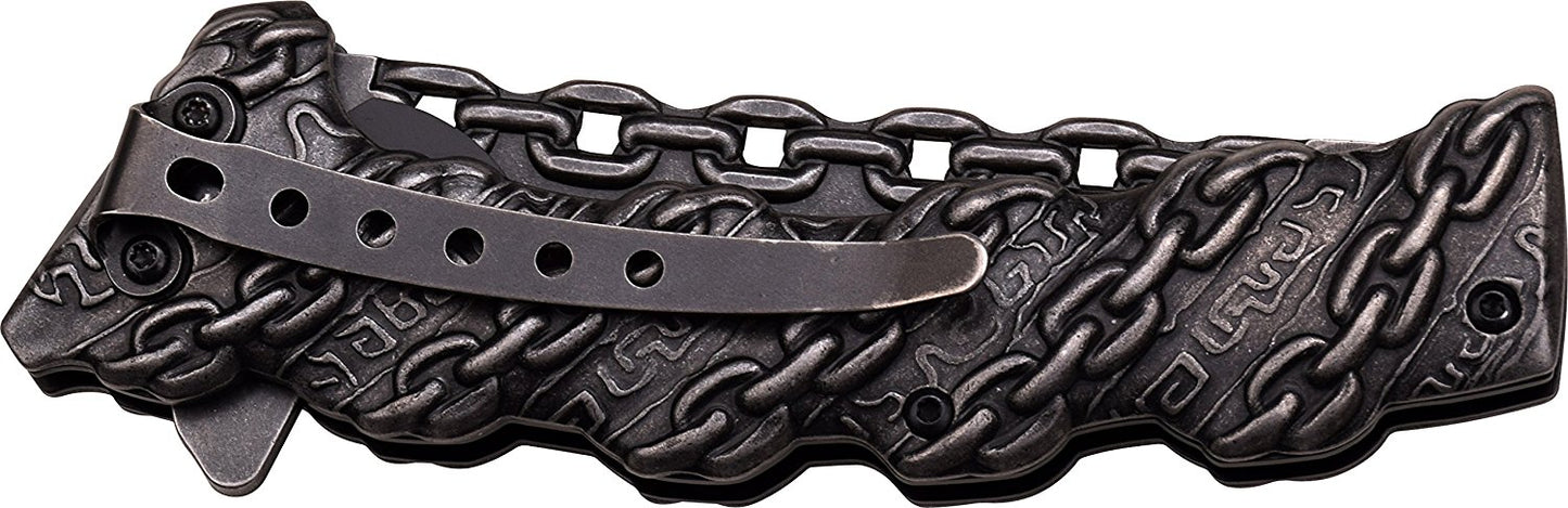 TAC Force TF-859 Spring Assist Folding Knife, Black Blade, Black Handle, 4.75-Inch Closed