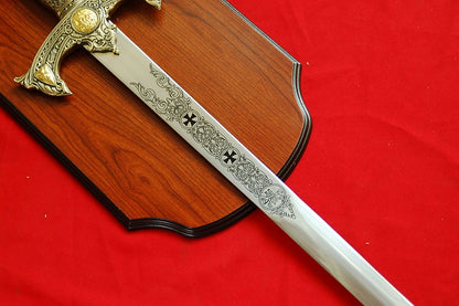 47" New Medieval Two Hand Knights Templar Crusader Sword w/Plaq