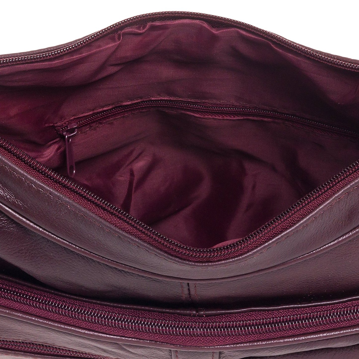 Roma Leathers Women's Wine Red Leather Crossbody Shoulder Bag