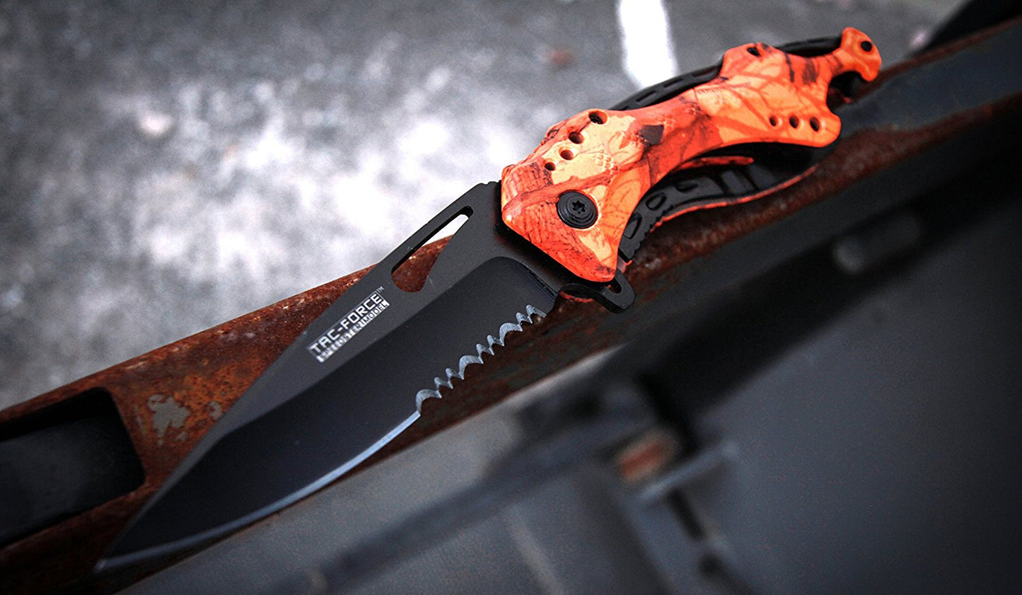 TAC Force TF-705 Series Assisted Opening Tactical Folding Knife, Half-Serrated Blade, 4-1/2-Inch Closed