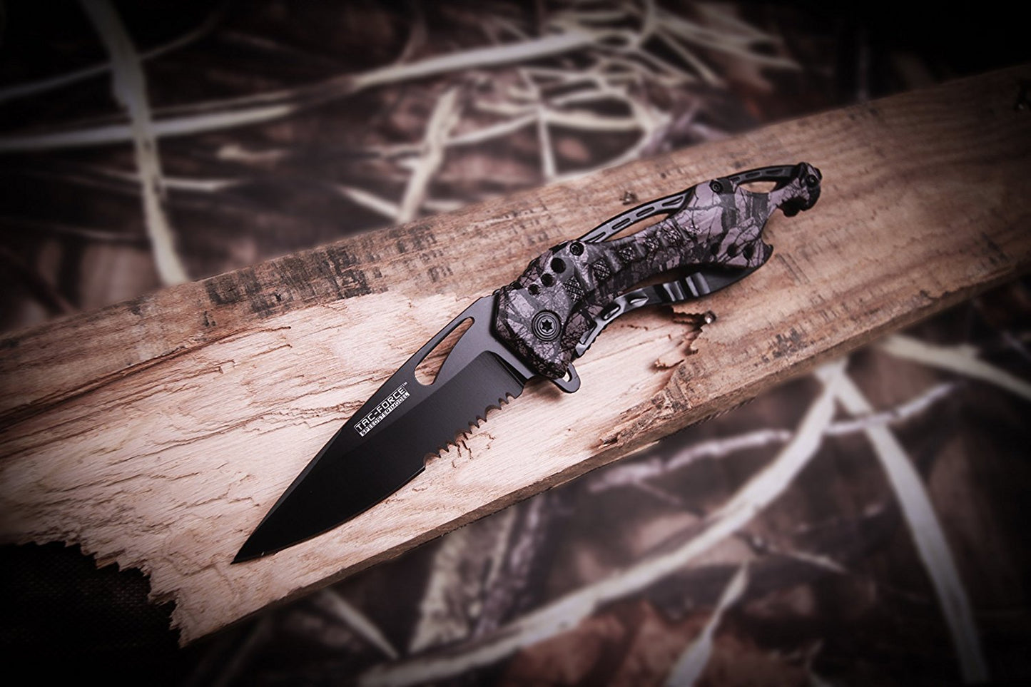TAC Force TF-705 Series Assisted Opening Tactical Folding Knife, Half-Serrated Blade, 4-1/2-Inch Closed