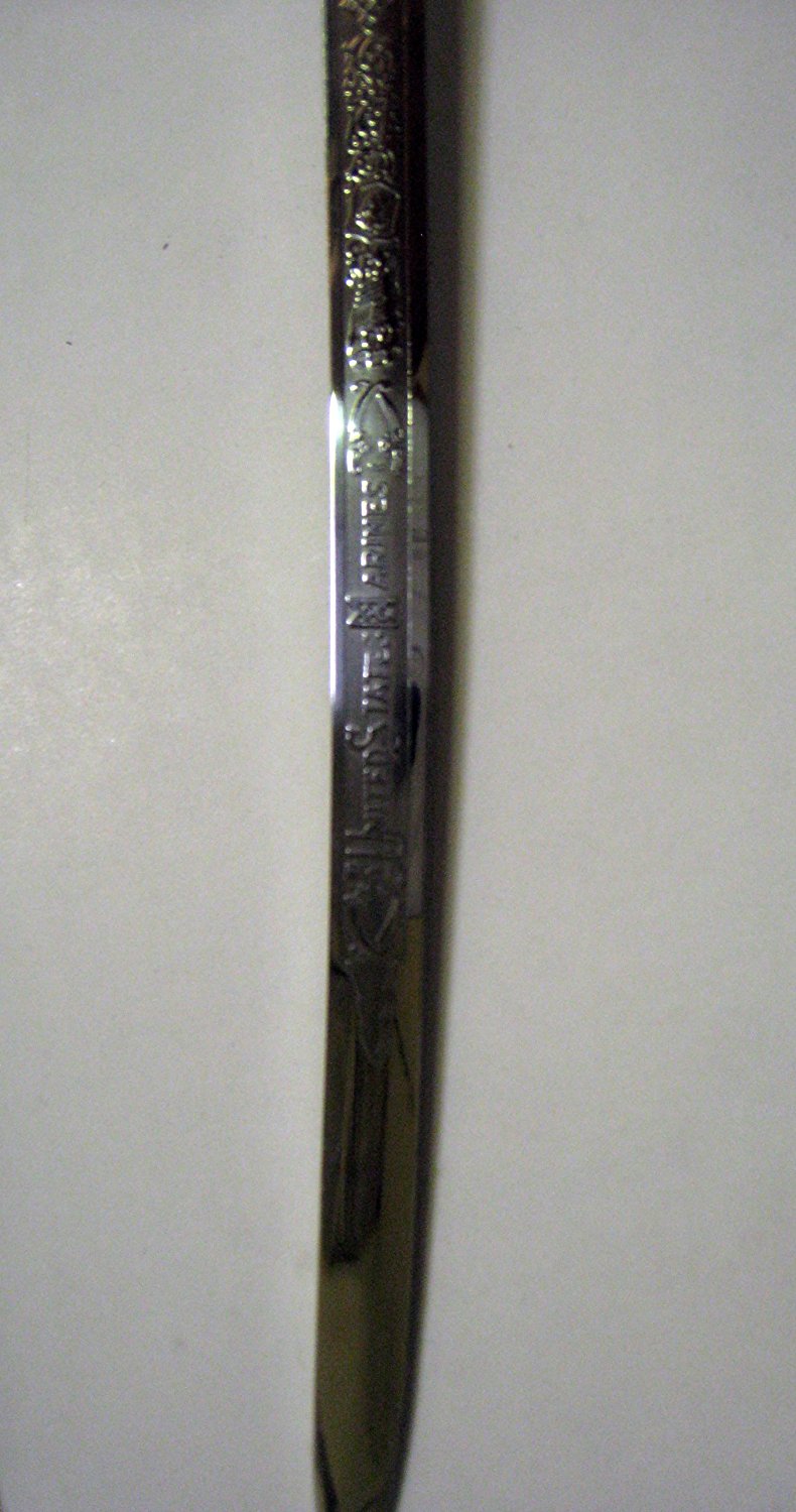 11" USMC Officer Sword Mameluke Sabre Letter Opener W/Stand